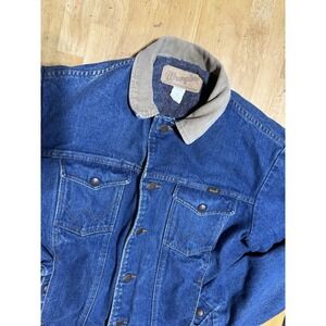 Vintage Wrangler Blanket Lined Denim Jacket Mens 40R Medium Blue Western 80s USA